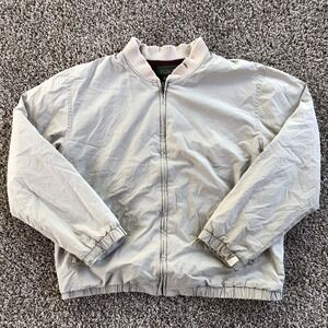 J Crew Oarsman Harrington Bomber Jacket Mens Size Small Beige Velvet Lined READ